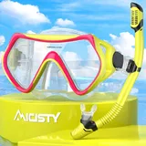 Schnorchelset Erwachsene,Schnorcheln Set-Erwachsene Taucherbrille 180° Panorama Anti-Fog Schwimmbrille Tempered Glas Tauchgerät Maske Verstellbares Silikonband für Schnorcheln Schwimmen