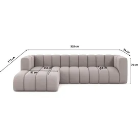 kaiser möbel Ecksofa L-Form GRAND 318 cm, stoff Salvador, Grau, Links - Grau