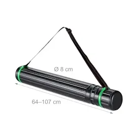 Relaxdays Posterrolle 2er Set, ausziehbare Transportrolle für Poster, Zeichnungen, 64-107 cm, Plakatrolle, schwarz/grün