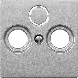 Merten System M Zentralplatte, Sat/TV/Radio, aluminium, matt, Befestigung mit Schraube, ohne Beschriftungsfeld