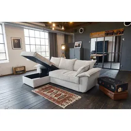 KAWOLA Sofa DAMETO Ecksofa Bettsofa Schlafsofa mit Stauraum Cord weiß