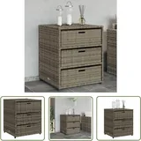 Gartenschrank Grau 55x59x69 cm Poly Rattan - Outdoor-Schrank - Gartenschrank - Stauraum - Gartenorganisation - Polyrattan - The Living Store