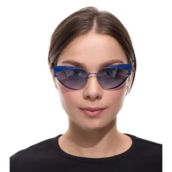 adidas Damen Sonnen-Brille randlose Katzenaugen-Brille Gradient-Gläser 100% UVA & UVB Schutz Freizeit-Brille EW3519 Blau - One-Size