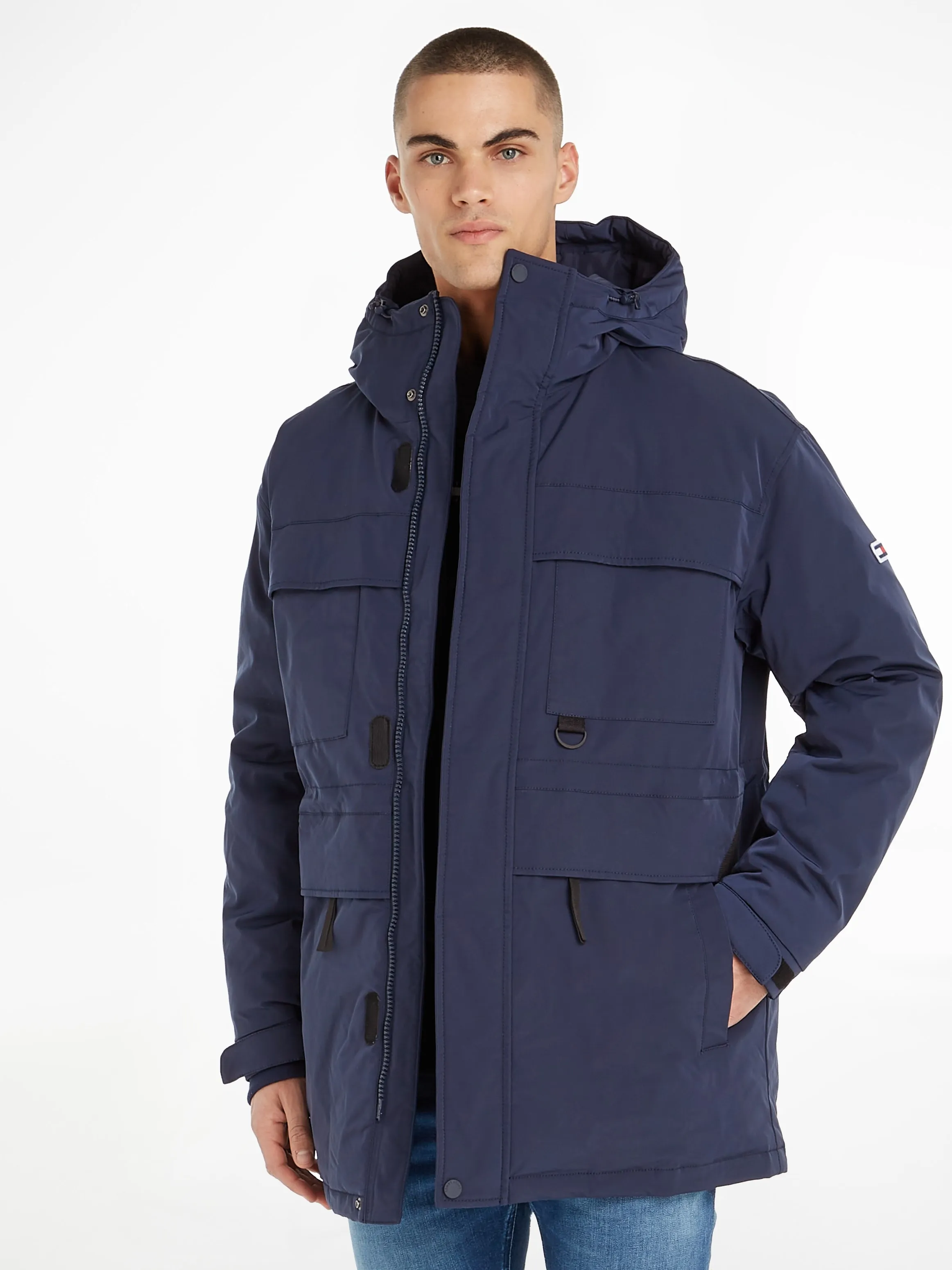 Parka TOMMY JEANS "TJM TECH PARKA" Gr. L, blau (twilight navy) Herren Jacken Parkas