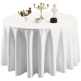 TANGMEN Pure Farbe Tischtücher Ornamente Rund Tischdecke Hoteltischdecke Konferenztischdecke Weiß Rund:240cm