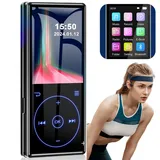 MOPUEA Tragbarer Musikplayer mit Touch-Tasten verlustfreiem HD-Lautsprecher MP3-Player schwarz