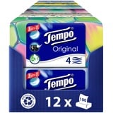 Tempo Original Taschentücher Box - Vorteilspack - 12 Boxen, 100 Tücher pro Box - extra starke, weiche Papiertaschentücher, waschmaschinenfest