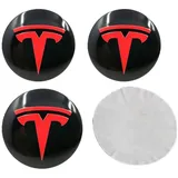 4 StüCk Radkappen Aufkleber für Tesla Model S Model X Model 3 Model Y 65MM, Reifen Felgendeckel Aufkleber Nabenkappen Abzeichen Sticker Autozubehör Schmücken Zubehör,Red