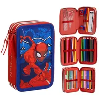 Marvel Spider-man Spider-Man Federmäppchen 3-Fach gefüllt Marvel Schule Kinder | Gr.: onesize