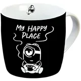 Geda Labels Tasse Minions Bellocoffee Happy Place 330ml Porzellan, Schwarz