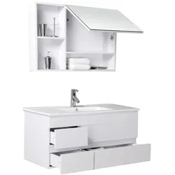 Bad-Set weiß Waschbecken Waschtisch Spiegelschrank Badmöbel Badezimmerausstattung Badzubehör Badinventar Badezimmer Bad Appenzell Jet-Line