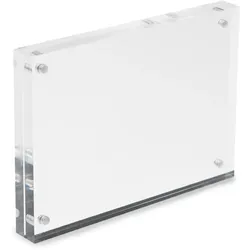 Deflecto Acryl Block magnetischer Bilderrahmen - DIN A5 - 15mm - Hochformat - Transparent - Acryl