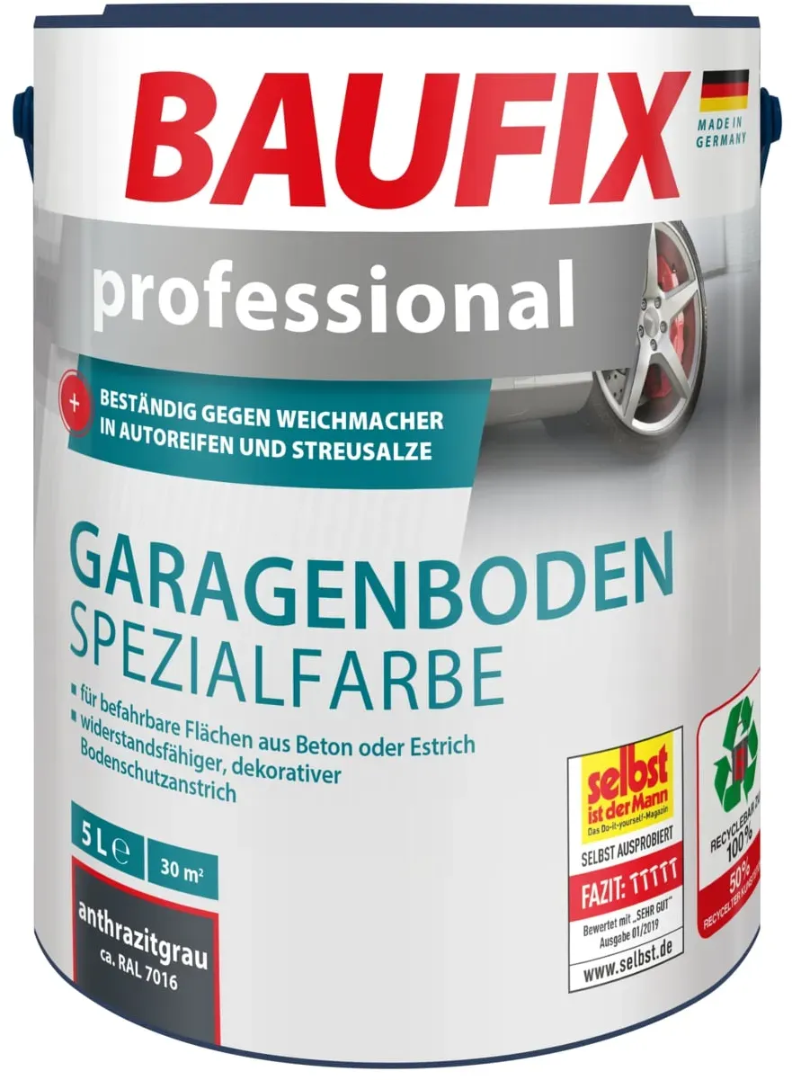 BAUFIX professional Garagenboden Spezialfarbe anthrazitgrau matt, 5 Liter, Beton- und Bodenfarbe