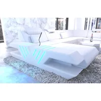 Sofa Dreams Wohnlandschaft Venedig XXL Leder, Couch, mit LED, wahlweise mit Bettfunktion als Schlafsofa, Designersofa weiß