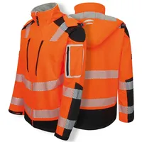 Pro Fit Warnschutz Arbeitsjacke aus Softshell – Größe S – Atmungsaktive Softshelljacke, Wind- & Wasserabweisend, Thermofixiert, Unisex - 1 Stk., Neonorange/Schwarz - S