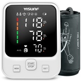 Yisunf Blutdruckmessgerät Vollautomatische Digitales, und Pulsmesser-Detektor, Mit Arrhythmie-Erkennung, Großes LED Display, 22-42 cm Große Manschette, 2x90 Dual-User (Weiß)