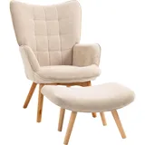 Homcom Ohrensessel mit Hocker, Relaxsessel Polstersessel in Cord-Optik,