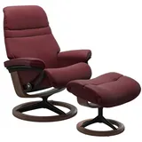STRESSLESS Sessel mit Hocker Sunrise Signature Leder Rot Batick Bordeaux M (Medium)