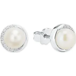 s.Oliver Ohrstecker 925er Silber, Perle Ohrringe   Weiss Damen 
