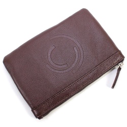 MARGO München Classic Clutch Deluxe Schminktasche aus Leder Kosmetiktasche Red-Brown 