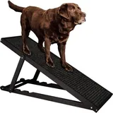 Famanu Hundetreppe - Faltbare Holz-Laufplatte für Hunde und Katzen - Antirutsch - Schwarz