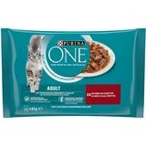 PURINA ONE ADULT Katzenfutter Rind & Karotten (4 x 85g)