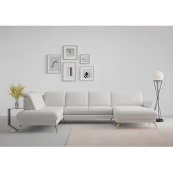 Wohnlandschaft SIT & MORE "Fashion U-Form", silber, B:338cm H:84cm T:207cm, Sofas, wahlweise mit Kopfteilverstellung, Vorziehsitz, motorisch, Nickelfüße