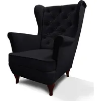beautysofa Ohrensessel FALCO Chesterfield Textil 82 x 102 x 92 cm Schwarz