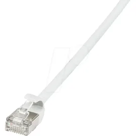 Logilink CQ9021S RJ45 Patchkabel CAT 6a U/FTP 0.50m Weiß extrem dünn, Flammwidrig, Flexibel, Folienschirm, Halogenfrei, mit