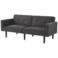 Refined Living Schlafsofa 2-in-1-Sofabett, Zweisitzer-Sofa, mit verstellbaren Rückenlehnen, Multifunktionales Sofa, Gästebett, Sofa mit 6 Holzfüßen, Kleines Schlafsofa, Platzsparendes Sofa,Atmungsaktiver Baumwoll-Leinen-Stoff, Individuell verstellbare Doppelrückenlehnen, Baumwoll-Leinen Sofa, mit Schlaffunktion, Klappsofa, Relaxsofa 1 Teile, für Kleine Wohnungen, Gästezimmer, Wohnzimmer,Homeoffice schwarz