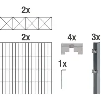 GAH Alberts Doppelstabmattenzaun 400 x 100 cm Anthrazit