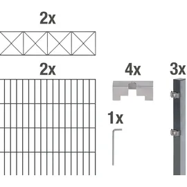 GAH Alberts Doppelstabmattenzaun 400 x 100 cm Anthrazit
