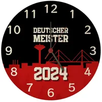 Speecheese Leverkusen Wanduhr mit Spruch Deutscher Meister 2024 für