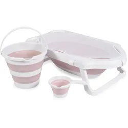 Cangaroo Badewannen-Set Hawaii 4-teilig faltbar Wasserablauf Ablagefächer Netz rosa