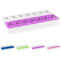 WELLGRO Tablettenbox für 7 Tage, je 2 Fächer pro Tag, 4 Farben zur Auswahl, Farbe:Lila