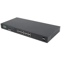 Intellinet 16-Port Gigabit Ethernet PoE+ Switch with 2 SFP Ports, LCD Display, I