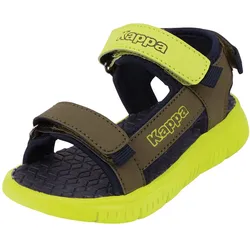 Sandale KAPPA, Gr. 33, grün (lime, army), Synthetik, mehrfarbig, sportlich, Schuhe Outdoorsandale Sandale, - mit schönen Farbakzenten