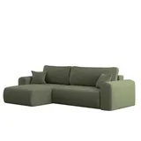 kaiser möbel Ecksofa mit Schlaffunktion L-förmiges Sofa Capri Stoff Poso Hellgrün Links