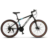 Velors Mountainbike 26 27.5 Zoll MTB für Damen Herren, Mädchen und Jungen, 21 Gang Shimano Tourney TZ Schaltwerk, Kettenschaltung, Hochwertiger Aluminiumrahmen, Jugendfahrrad MTB Hardtail Fahrrad schwarz