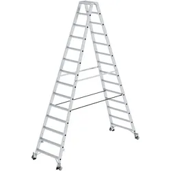 MUNK Stehleiter beidseitig begehbar mit Rollen 2x14 Stufen