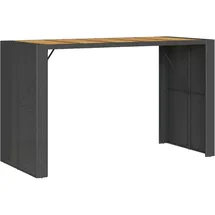 vidaXL Garten-Bartisch mit Holzplatte Schwarz 185x80x110 cm Polyrattan