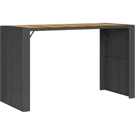 vidaXL Garten-Bartisch mit Holzplatte Schwarz 185x80x110 cm Polyrattan