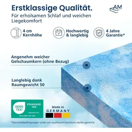 AM Qualitätsmatratzen Gelschaum Topper 180 x 200 cm blau