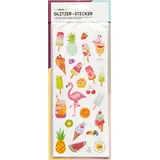 Folia Glitzer Sticker Exotic 10 x 23 cm 5 Blatt, Motive sortiert