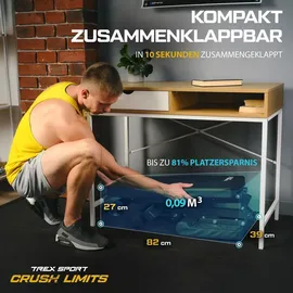 trex sport Hantelbank klappbar TX-150B | Trainingsbank 8-fach verstellbare Rückenlehne, 3-fach Sitz, Saugnäpfe, Beinstrecker | Flachbank Schräg... | schwarz