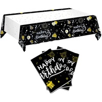 Geburtstag Tischdecke, 3 Stücke Papiertischdecke Schwarz, 274 x 137 cm Partytischdecken, Tischdecke Kindergeburtstag, Schwarze Tischdecke Geeignet für Geburtstagsfeiern Partys und Dinnerpartys