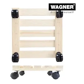 Wagner-System WAGNER Pflanzenroller PALETTI 29 x 29 x 8 cm für Innenbereich, Kiefer natur I Blumenroller aus FSC®-zertifiziertem Massivholz I Kübelroller aus Holz I Tragkraft 100 kg - 20003701