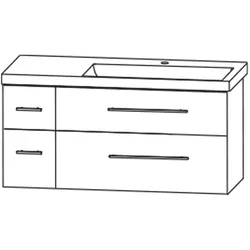 Puris c!mano Waschtischset 122 cm mit Waschtisch, Ablage links und 2 Unterschränken, Griff 338, Badmöbel,