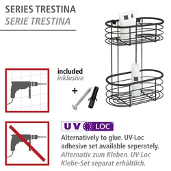 WENKO Edelstahl Wandregal Mod. Trestina 2 Etagen Schwarz