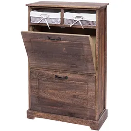 MCW Schuhkipper MCW-H19, Schuhschrank Schuhregal Schuhablage, Massiv-Holz Shabby-Look Korb-Schublade 100x60x24cm